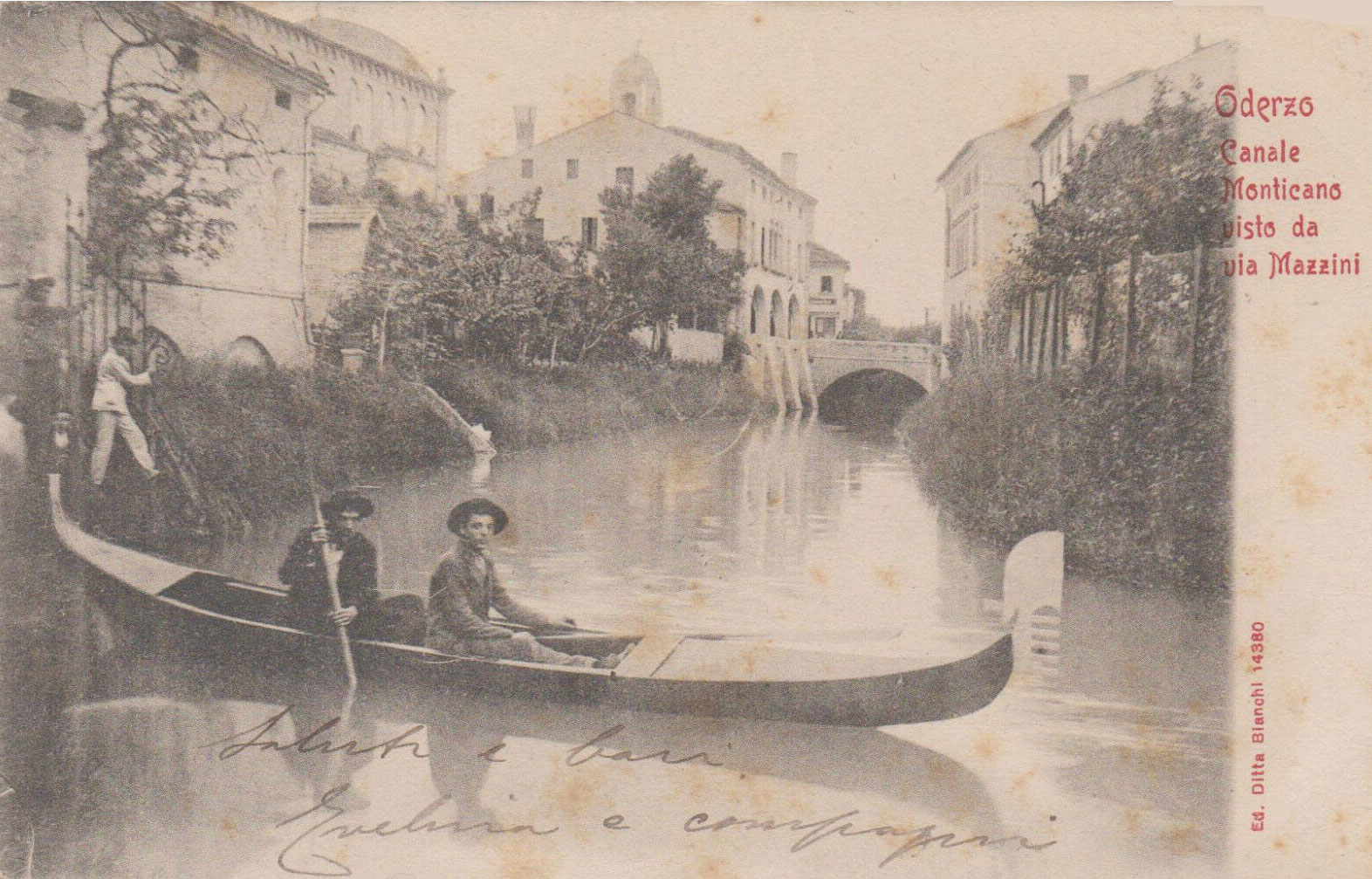 1905-Viaggiata-Oderzo--Canale-Monticano-visto-da-via-Mazzini