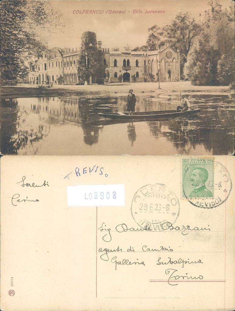 Colfrancui Villa Lorenzon viaggiata 1923