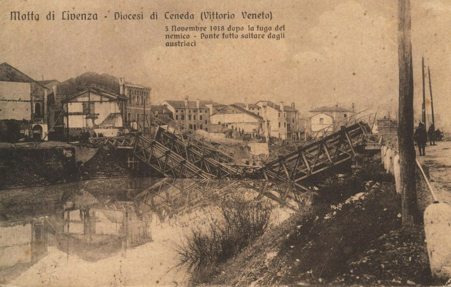 1918-Motta di Livenza-Ponte-fatto-saltare-dagli-austriaci.
